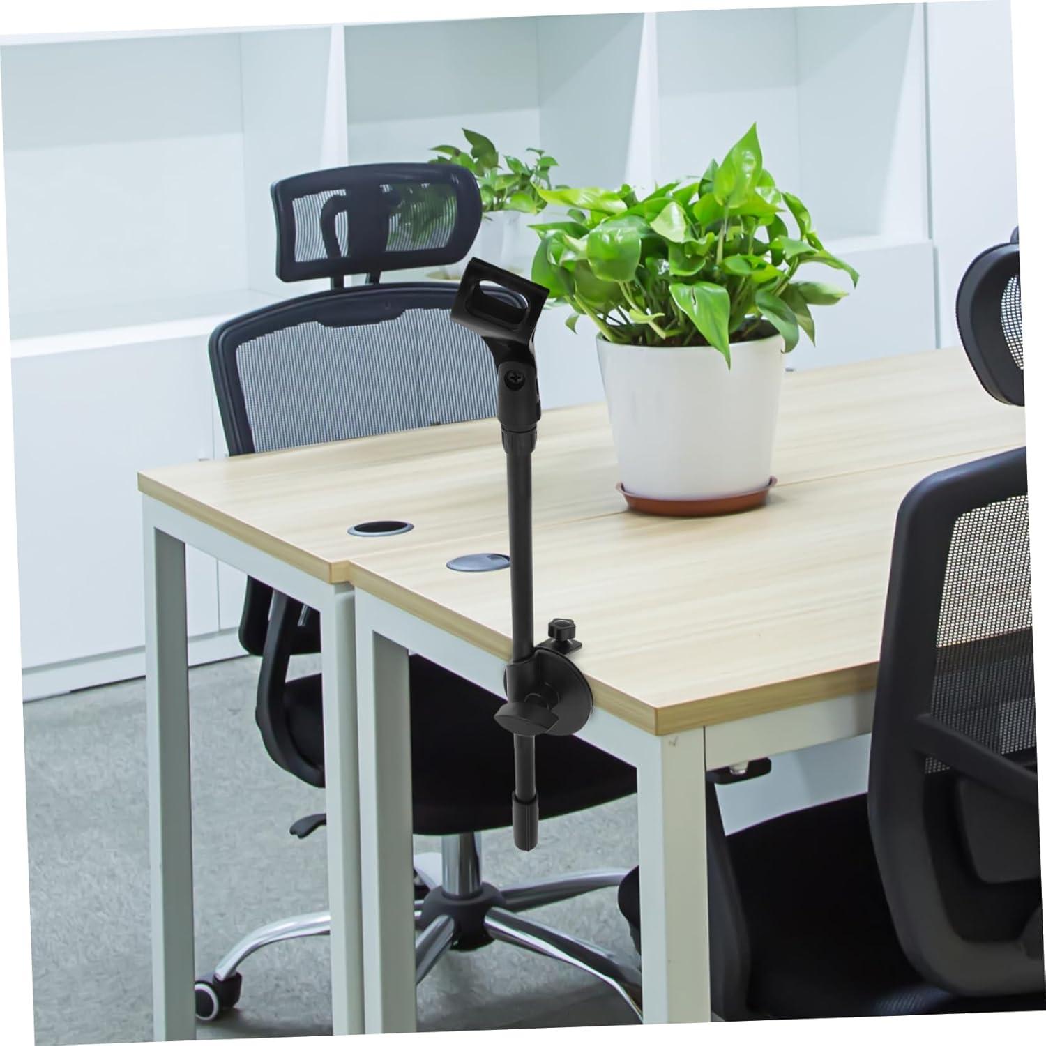 Garneck Adjustable Floor Mic Stand Retractable Microphone Clip Holder for Recording Live Streaming Lightweight and Durable