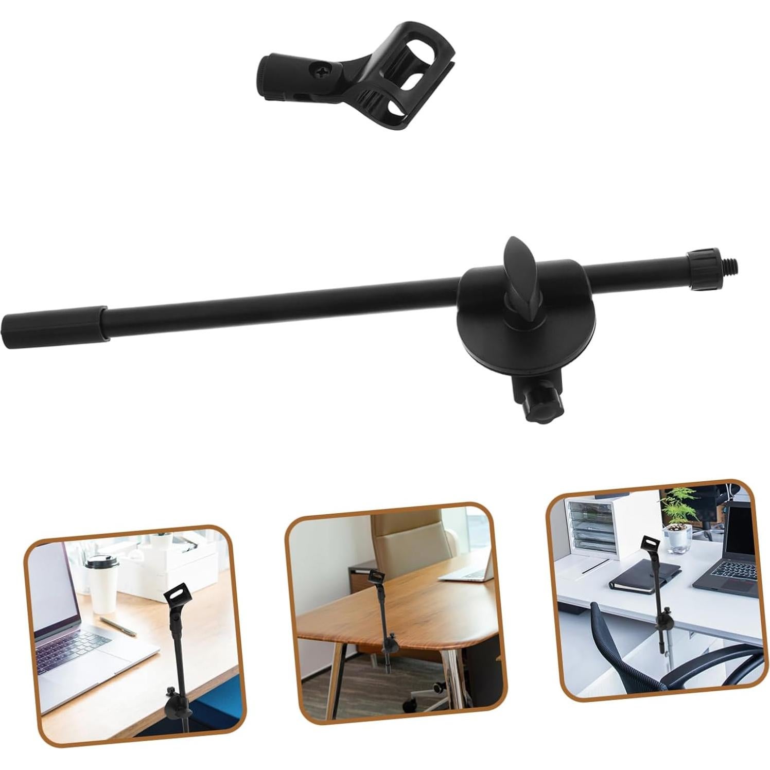 Garneck Adjustable Floor Mic Stand Retractable Microphone Clip Holder for Recording Live Streaming Lightweight and Durable
