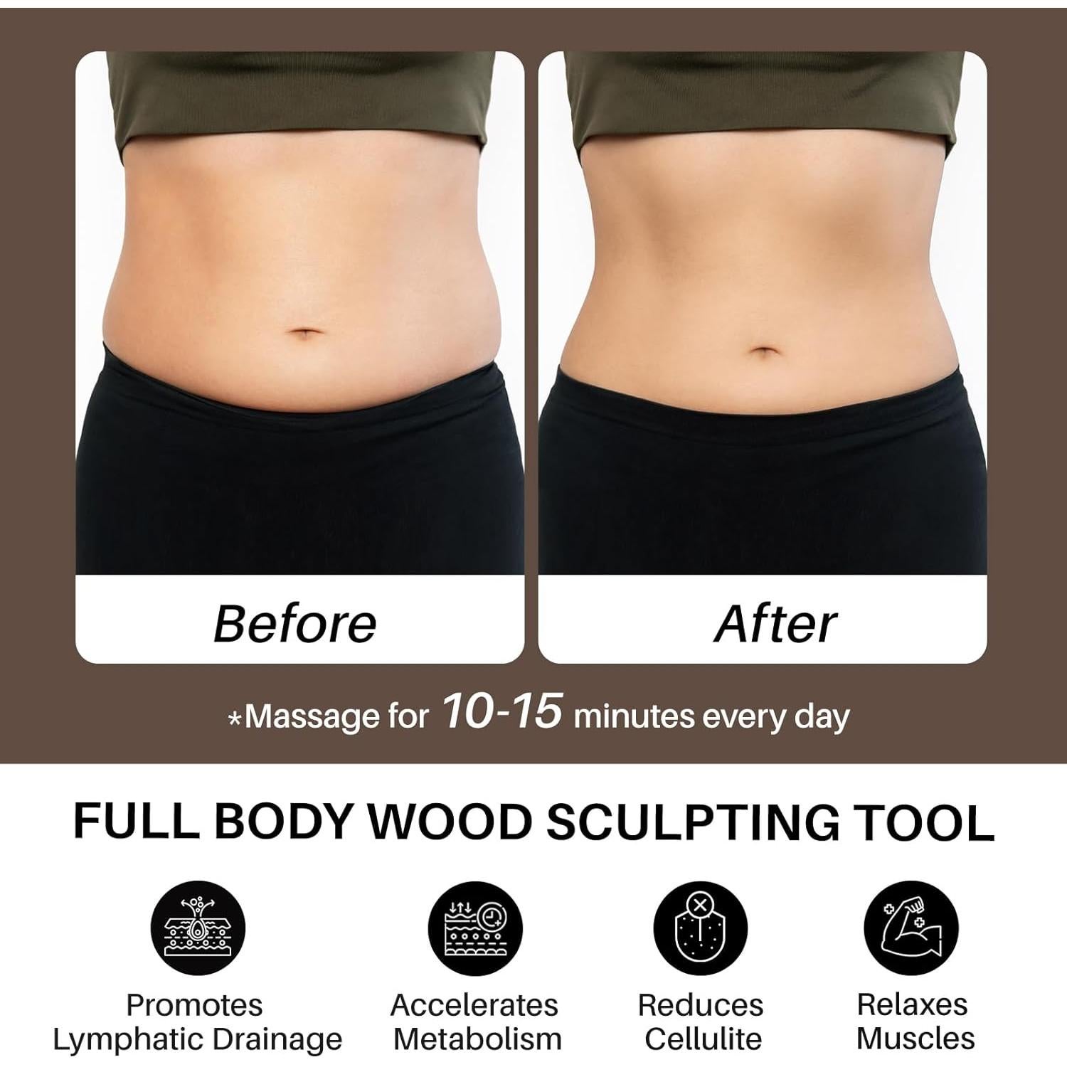 Kit de Masaje de Madera Olaemuo para Celulitis y Drenaje