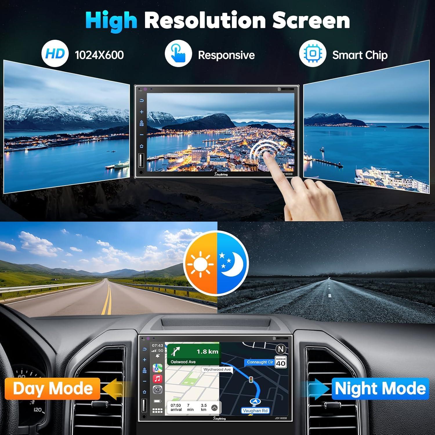 Estéreo de Coche SJoyBring Doble Din 7" Carplay Inalámbrico