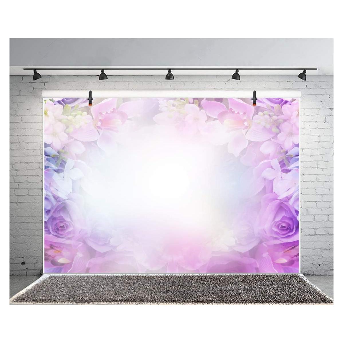 Fondo Fotográfico Vinilo 220x150cm Haoyiyi Flores Moradas