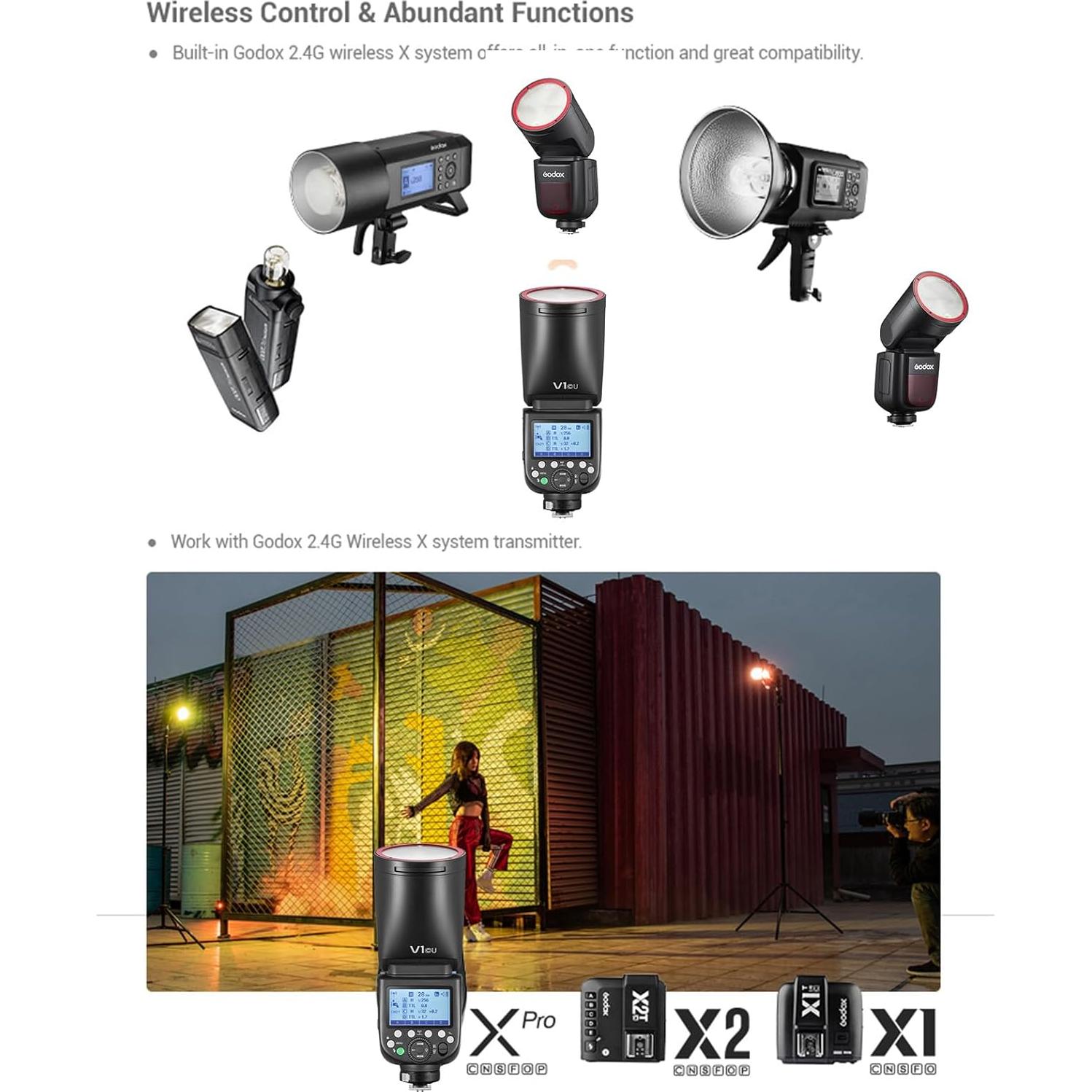 Flash de Cámara Godox V1C U TTL con Cabeza Redonda 1.5s