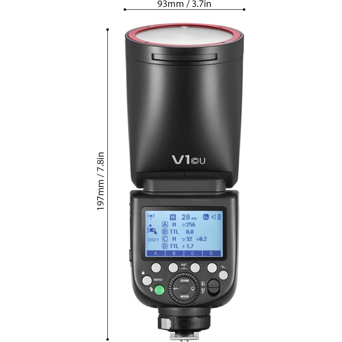 Flash de Cámara Godox V1C U TTL con Cabeza Redonda 1.5s