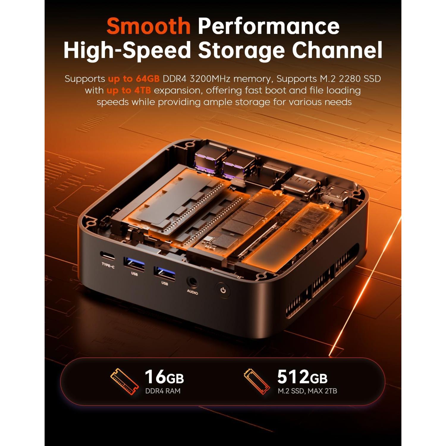 Mini PC Gaming ACEMAGICIAN Ryzen 5 7430U 16GB 512GB 4K