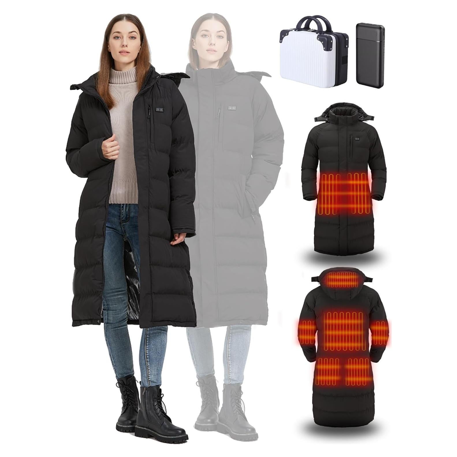 Chaqueta Larga Calentada TRUNYAQI para Mujeres - 8 Zonas Calor