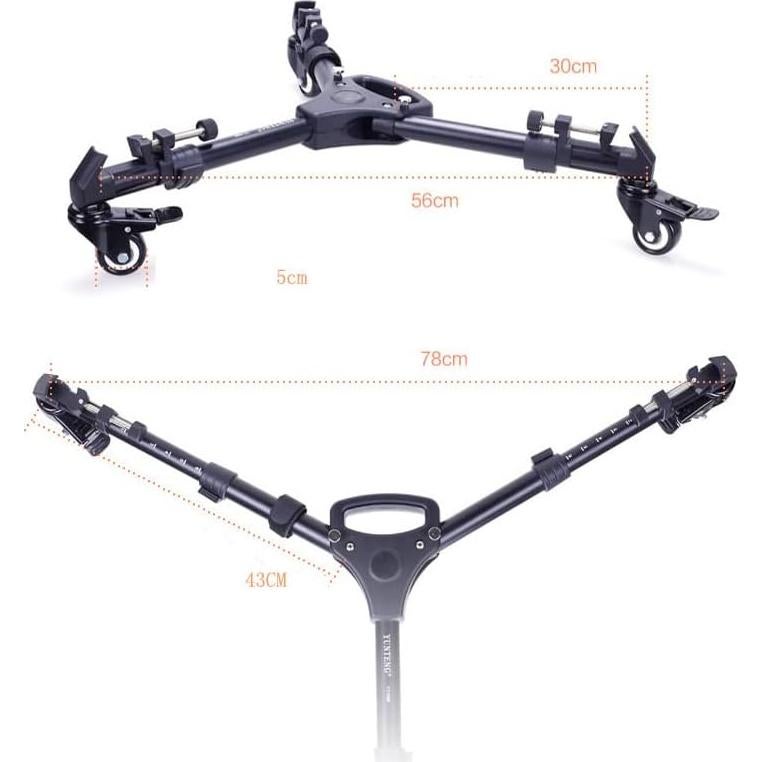 Carro de trípode T&YFOTOP con ruedas de goma y pierna ajustable