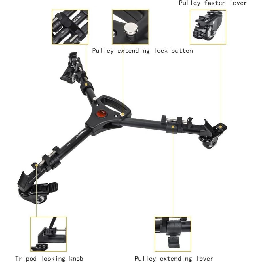 Carro de trípode T&YFOTOP con ruedas de goma y pierna ajustable