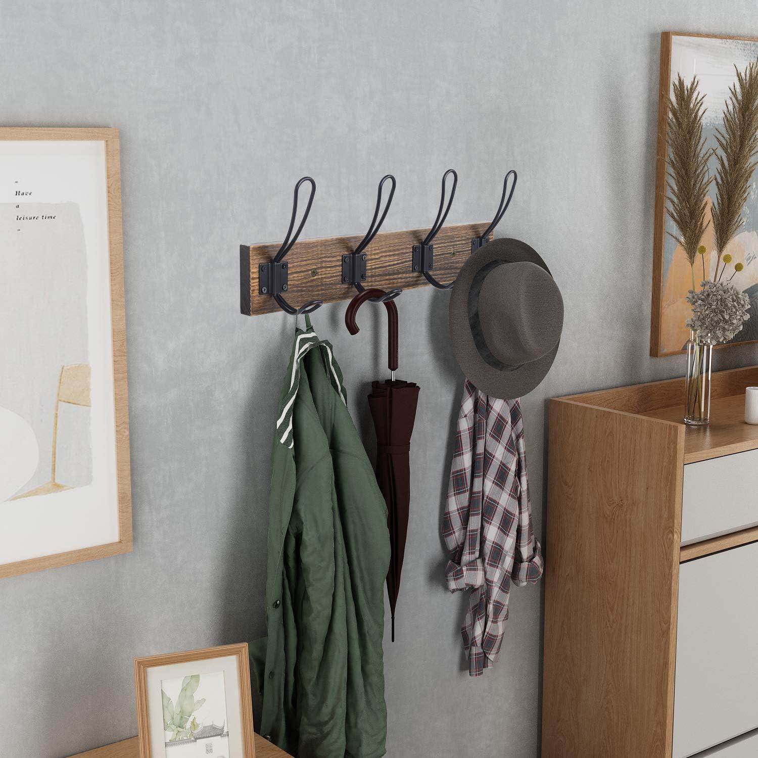 Perchero de Pared Homagic Rústico 4 Ganchos Madera Pino