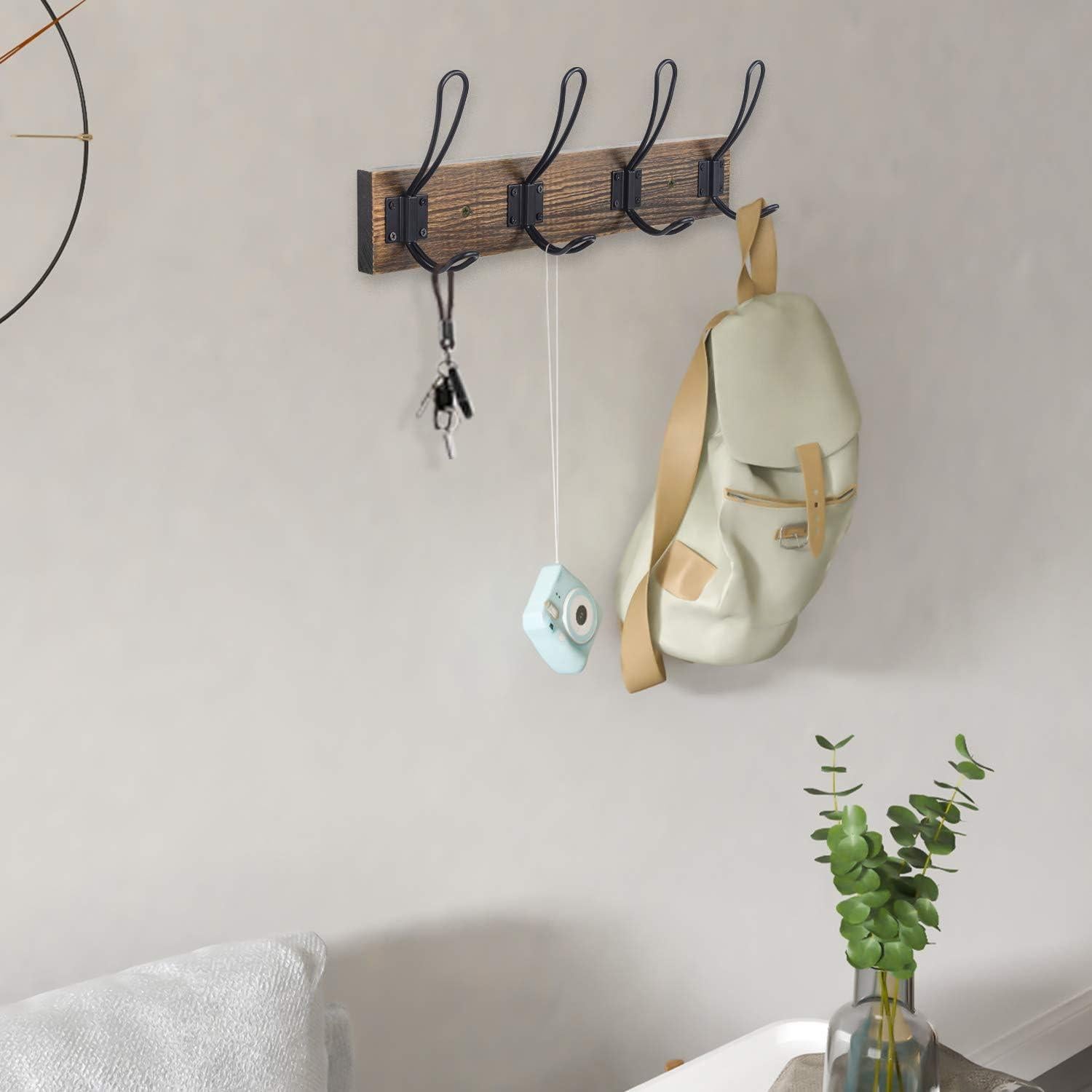 Perchero de Pared Homagic Rústico 4 Ganchos Madera Pino