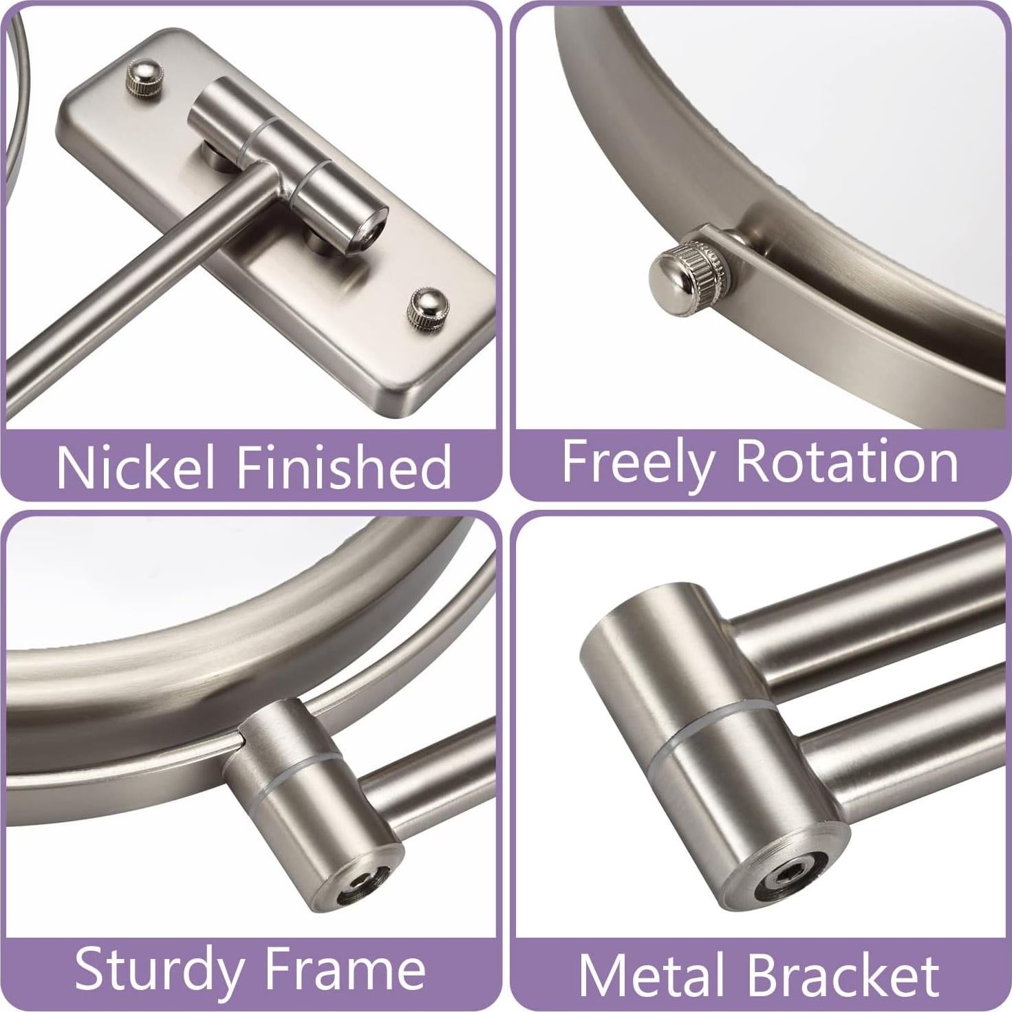 Espejo de Maquillaje ALHAKIN 1X/5X Pared 20,32 cm Niquel