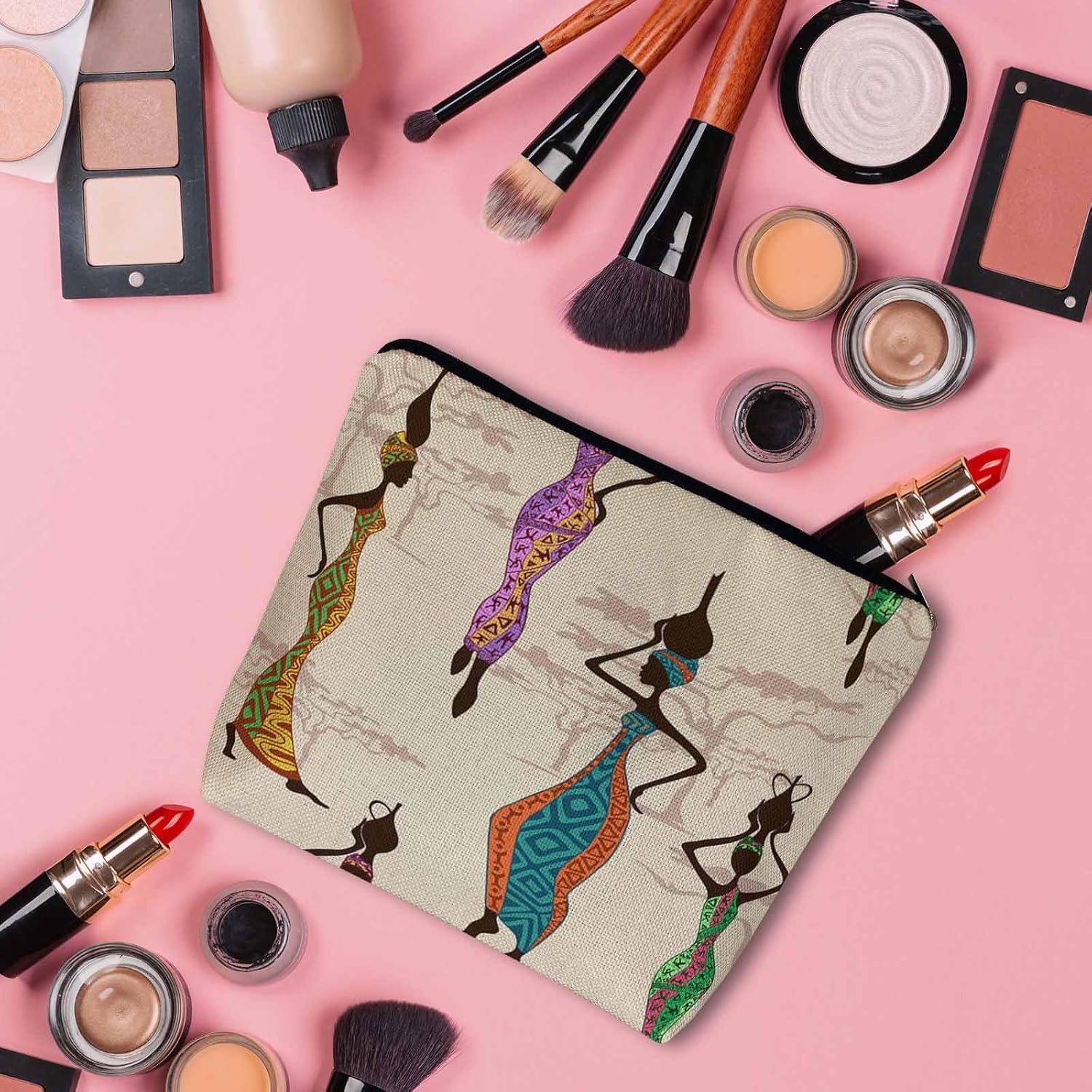 Bolsa de Maquillaje Kalygon Mujer Africana 23x18cm Lino