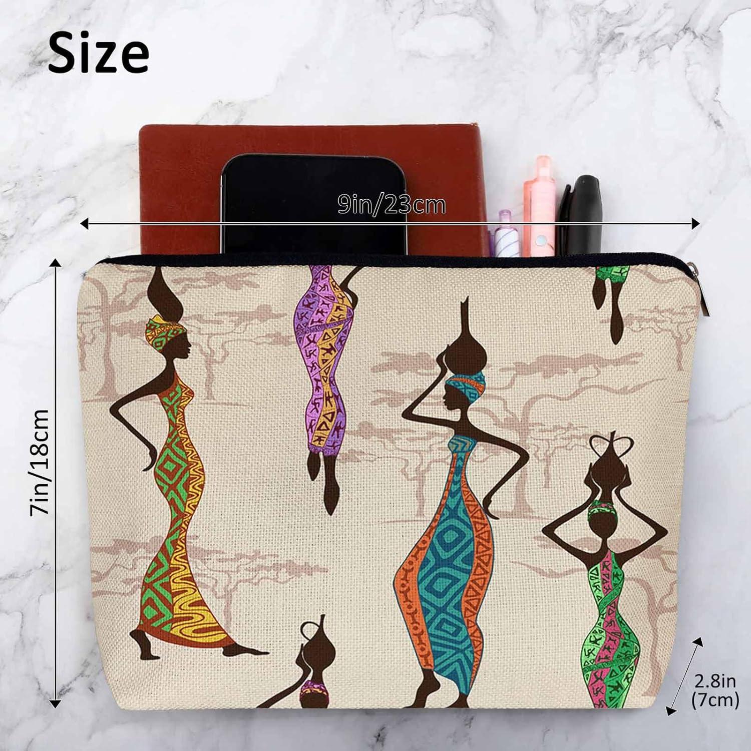 Bolsa de Maquillaje Kalygon Mujer Africana 23x18cm Lino