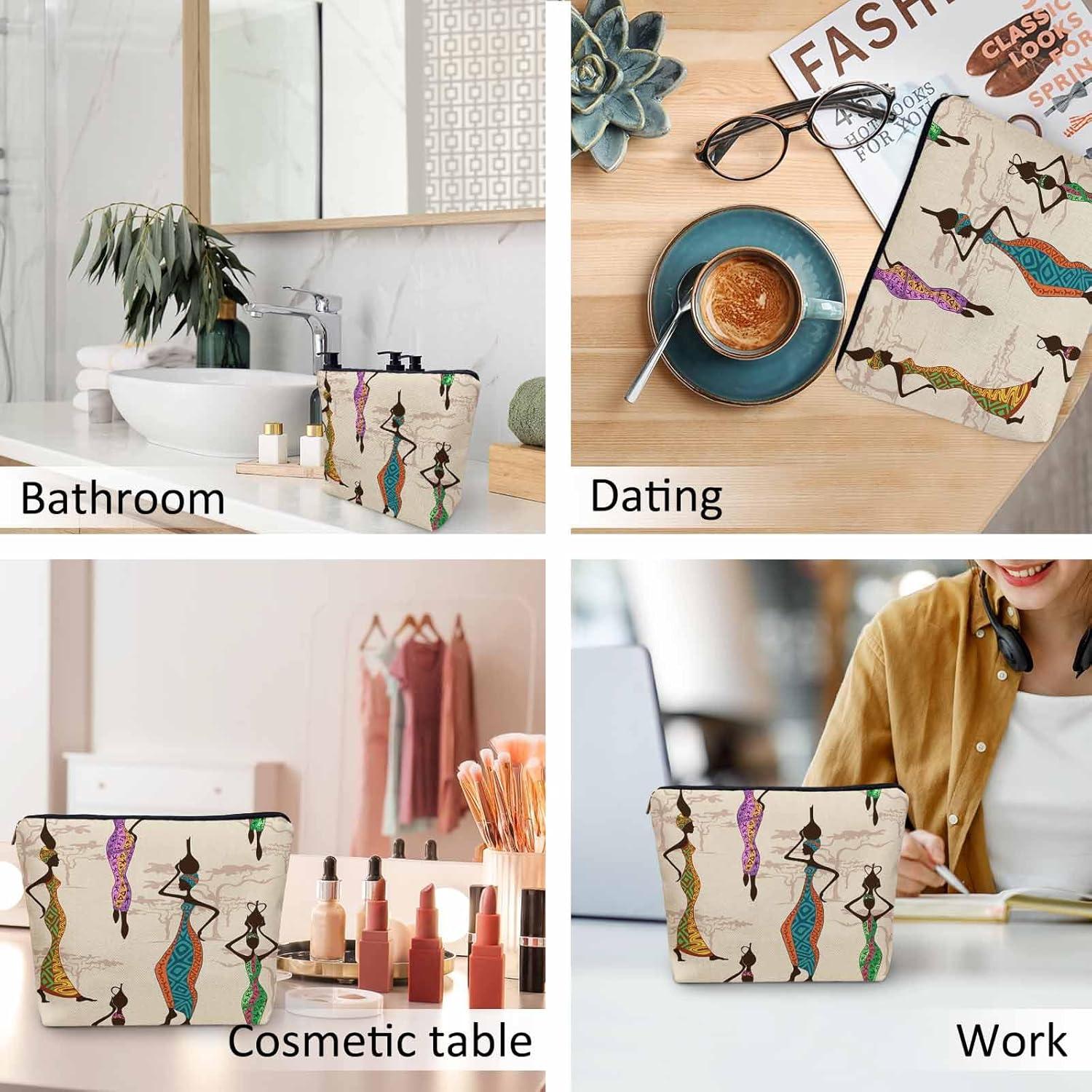 Bolsa de Maquillaje Kalygon Mujer Africana 23x18cm Lino