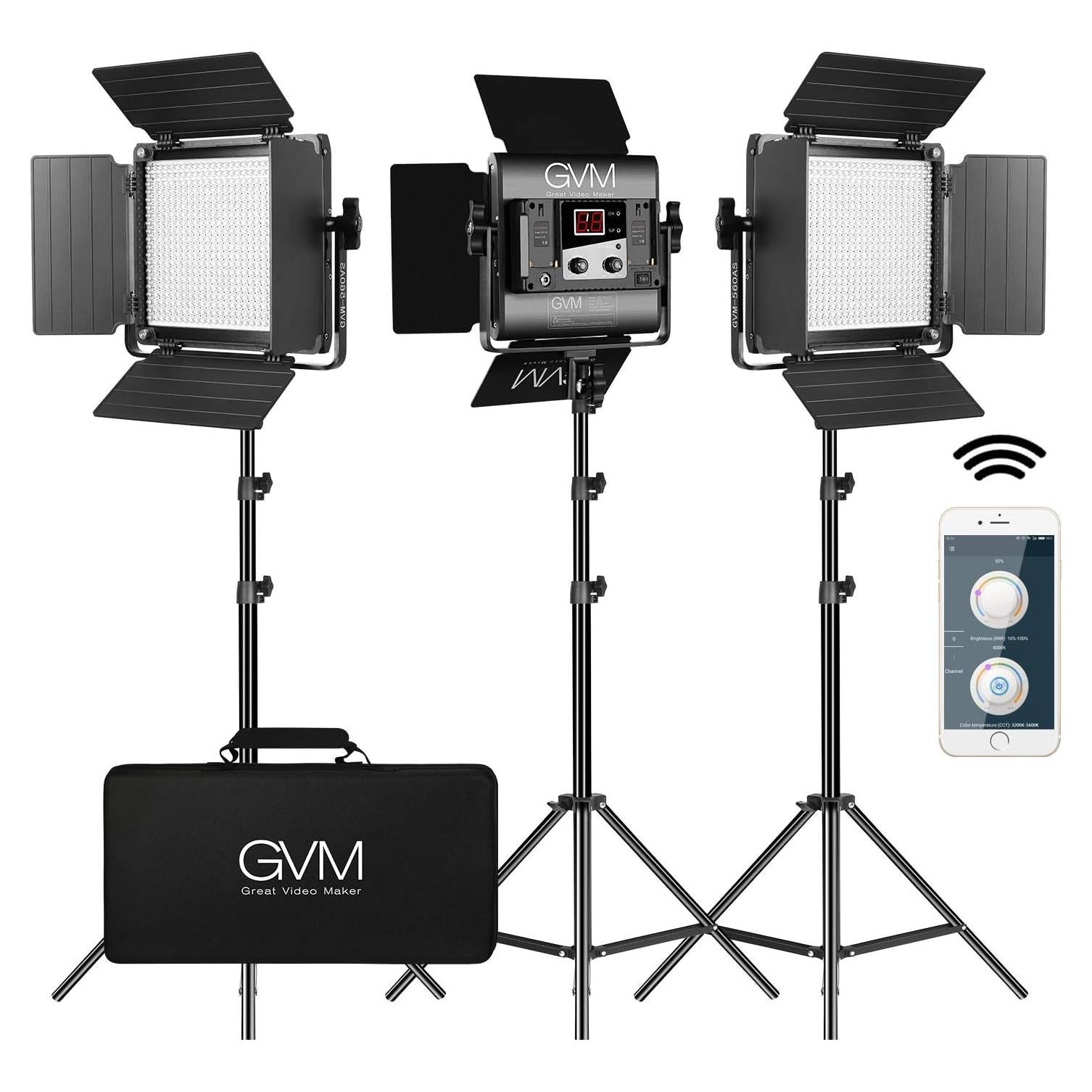 Luz de Video LED GVM 560AS3L con Control APP, 2300K-6800K