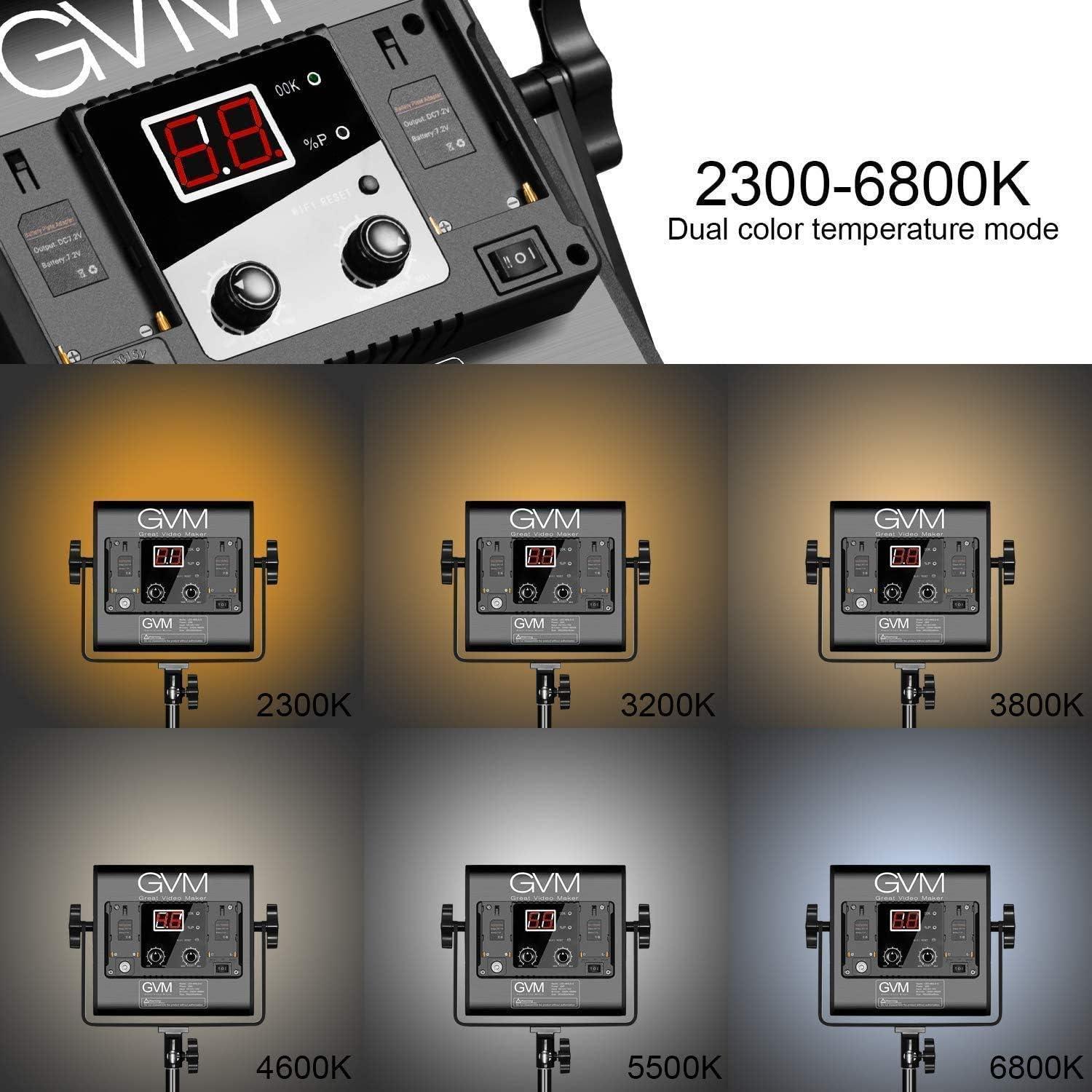 Luz de Video LED GVM 560AS3L con Control APP, 2300K-6800K