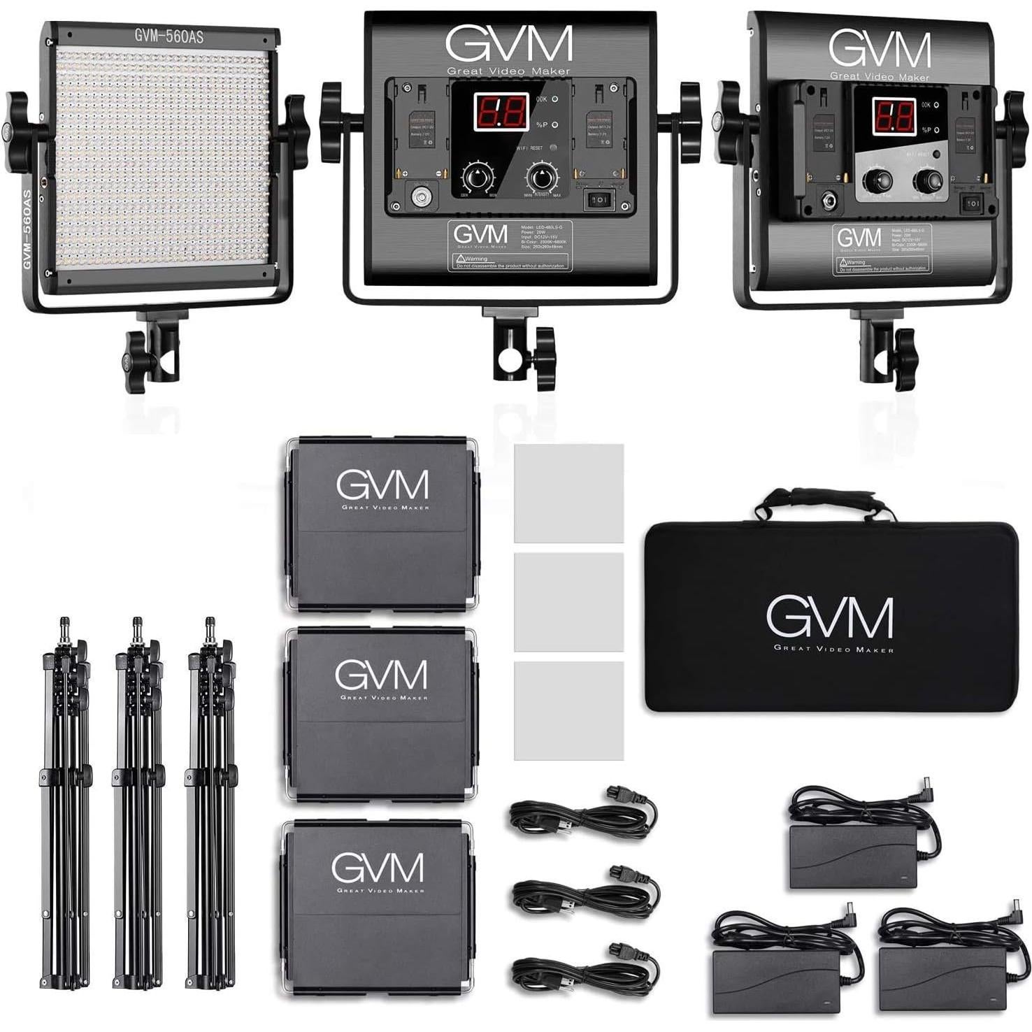 Luz de Video LED GVM 560AS3L con Control APP, 2300K-6800K