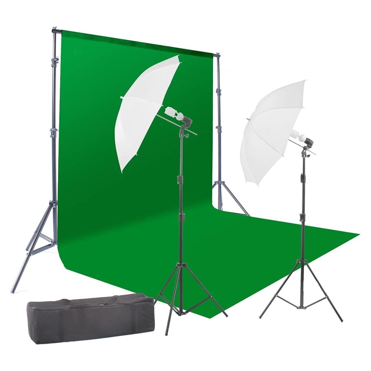 Kit de Iluminación Fotográfica StudioFX con Pantalla Verde 3x3.6m