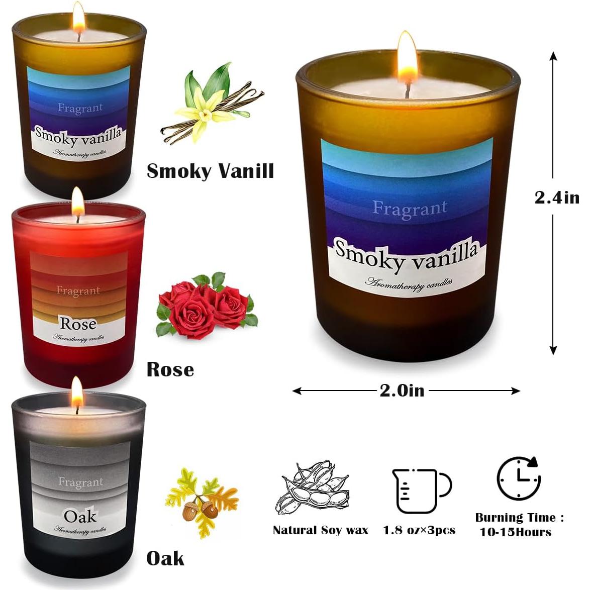Juego de Velas Aromáticas YOSICIL - Cera de Soja - 3 Fragancias