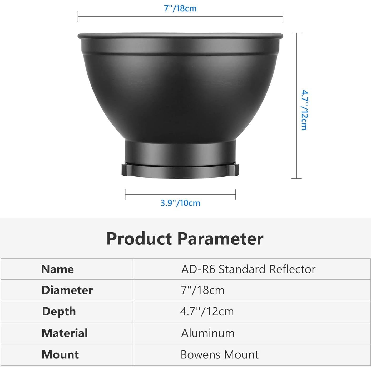 Reflector Difusor Estándar Neewer 18cm Montaje Bowens