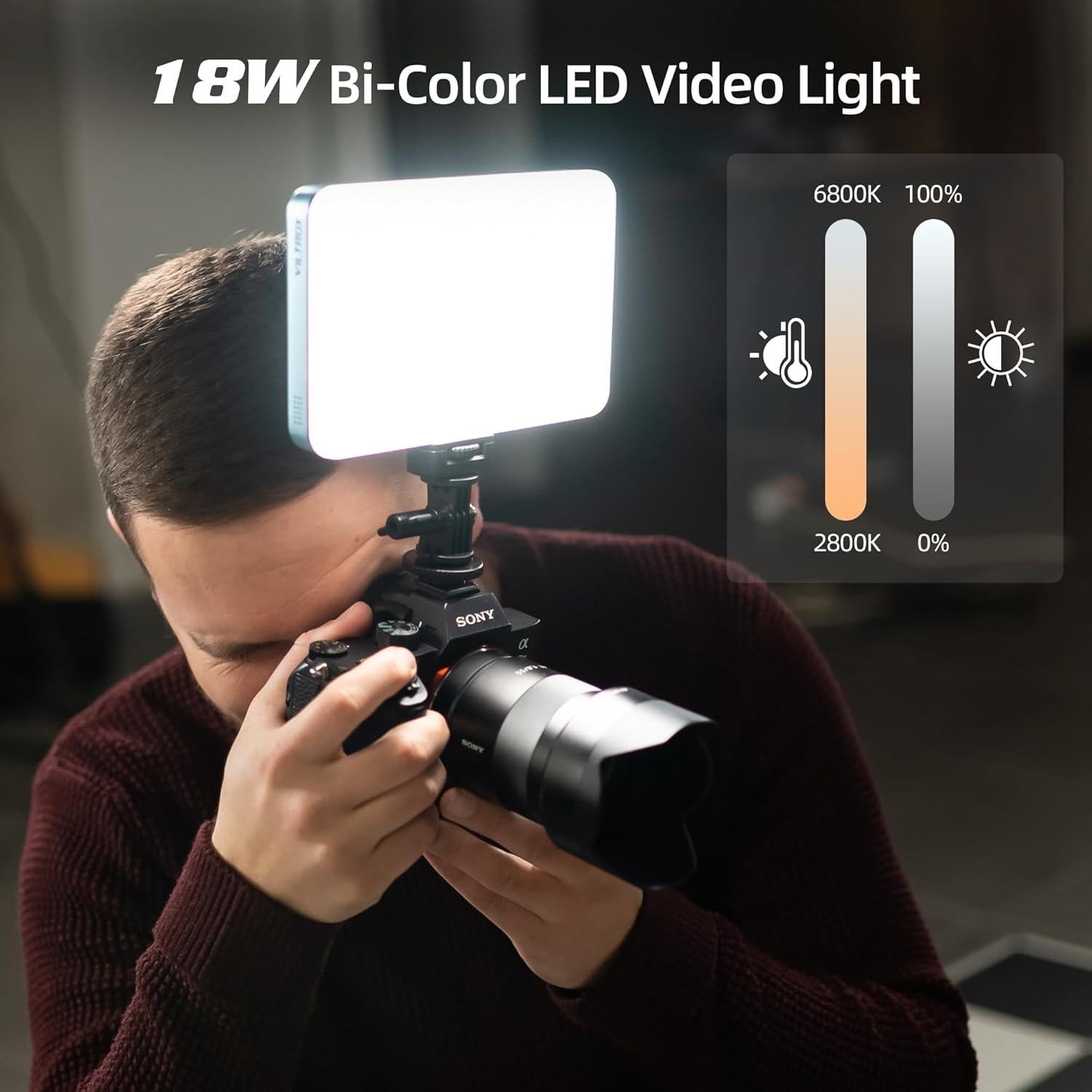 Luz de Video LED Bi-Color Viltrox 18W 2800K-6800K CRI 95+