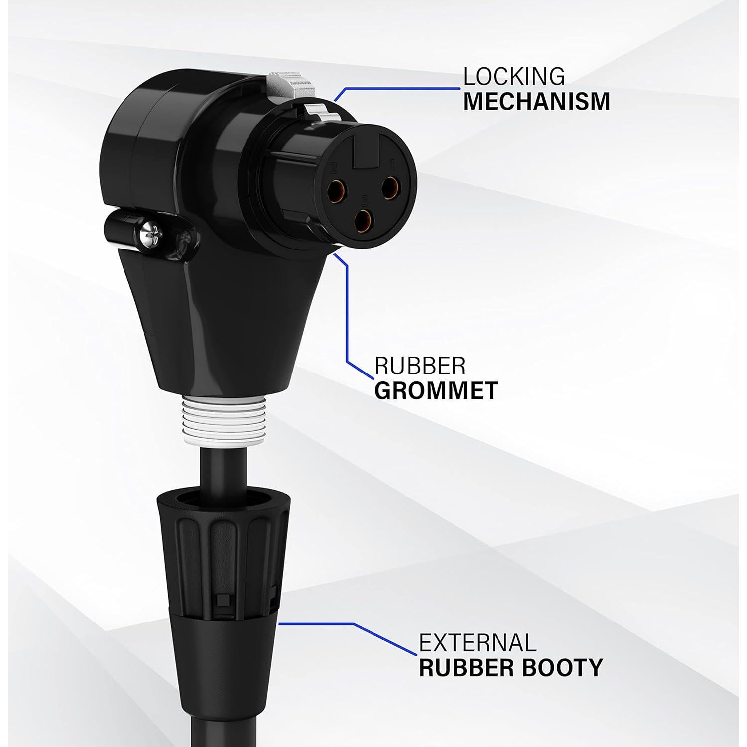 Cable de Micrófono XLR 3m LyxPro Femenino Angulado Negro