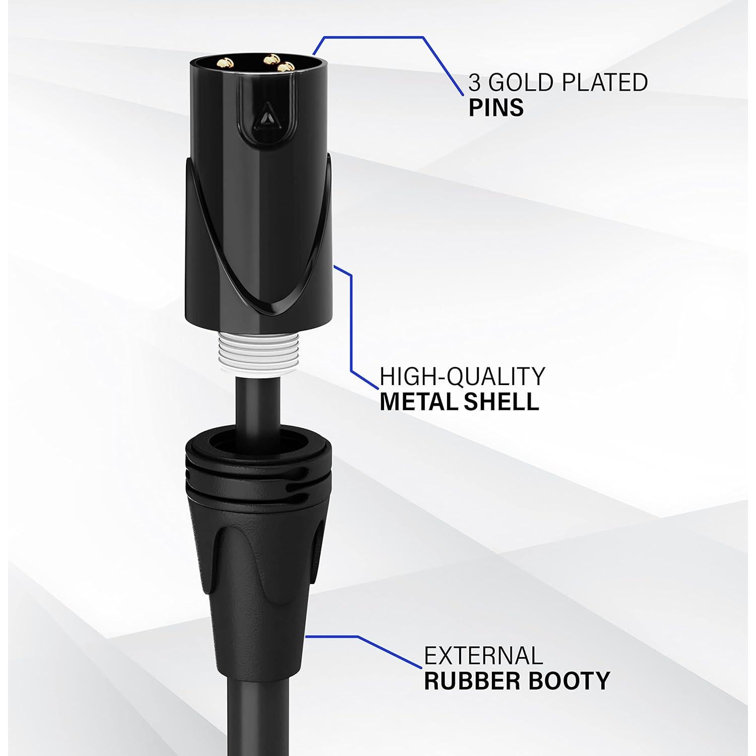 Cable de Micrófono XLR 3m LyxPro Femenino Angulado Negro