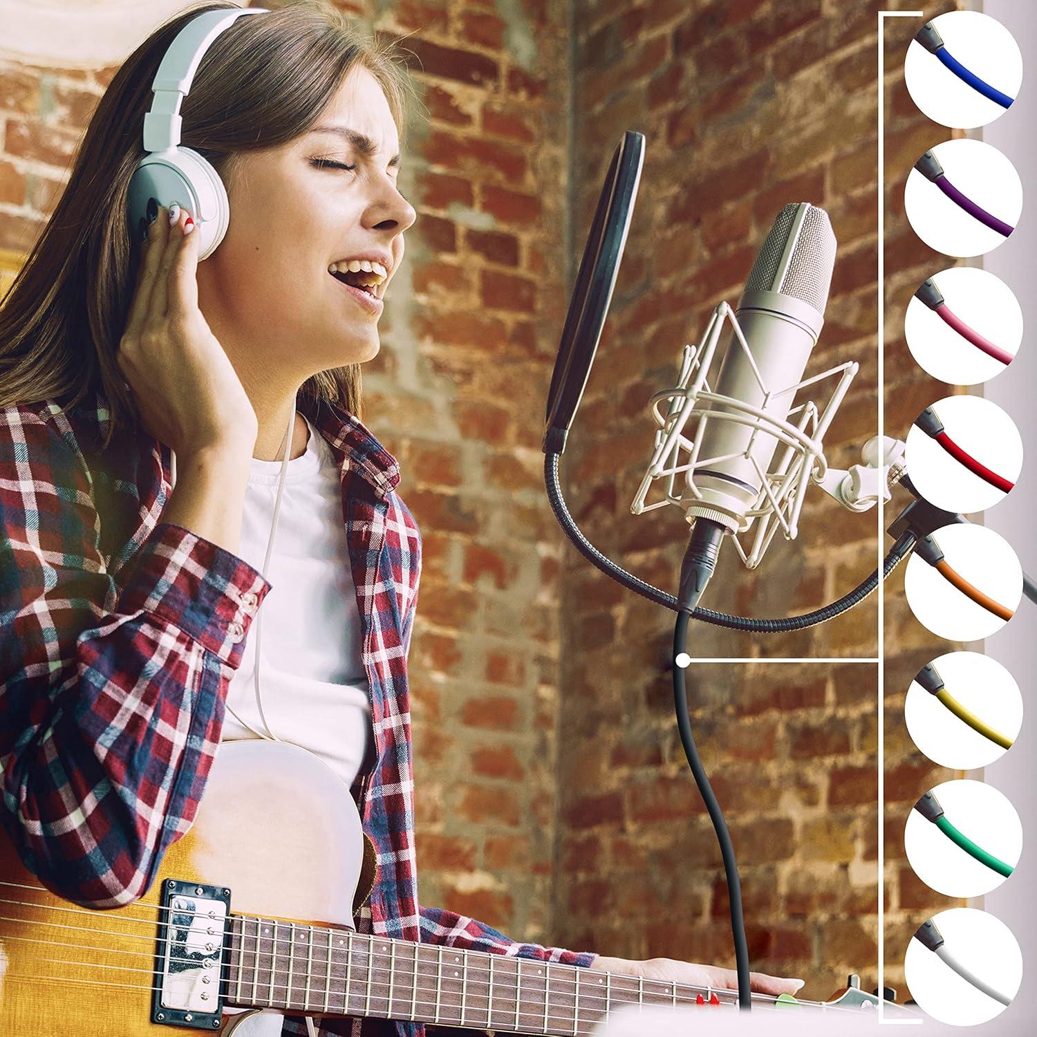 Cable de Micrófono XLR 3m LyxPro Femenino Angulado Negro