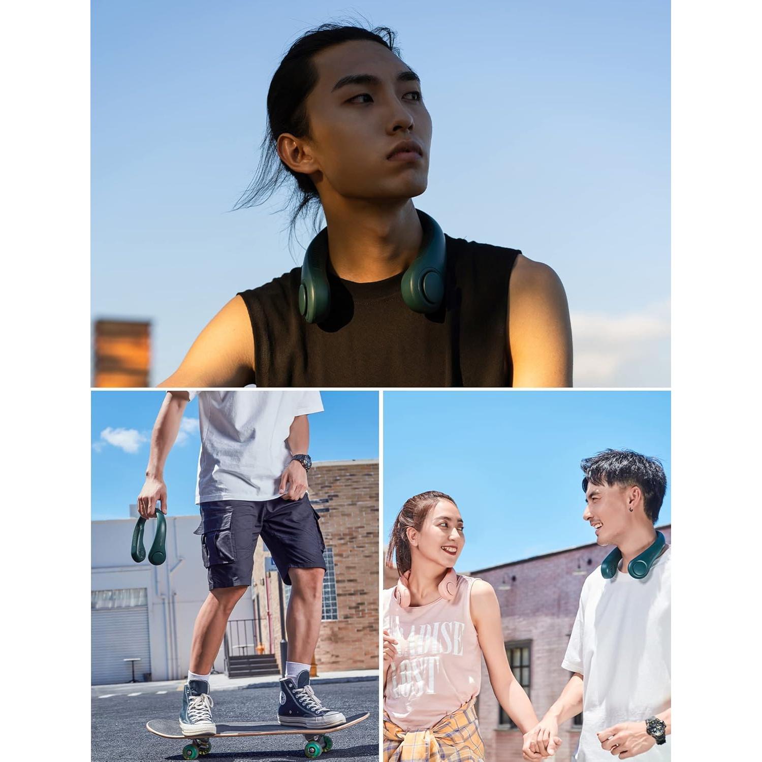 Ventilador de Cuello JISULIFE FA12B Portátil 3 Velocidades Verde