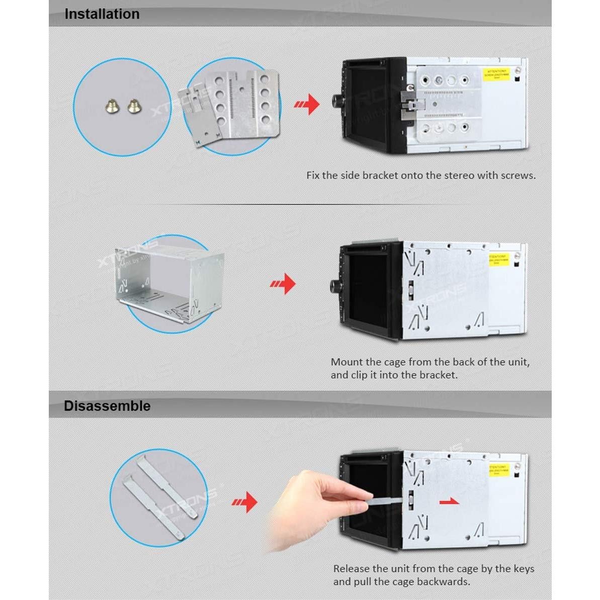 Soporte Estéreo Doble Din XTRONS 182x101 mm Universal