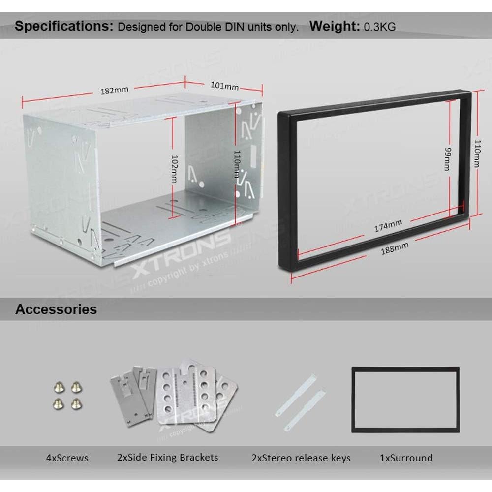 Soporte Estéreo Doble Din XTRONS 182x101 mm Universal