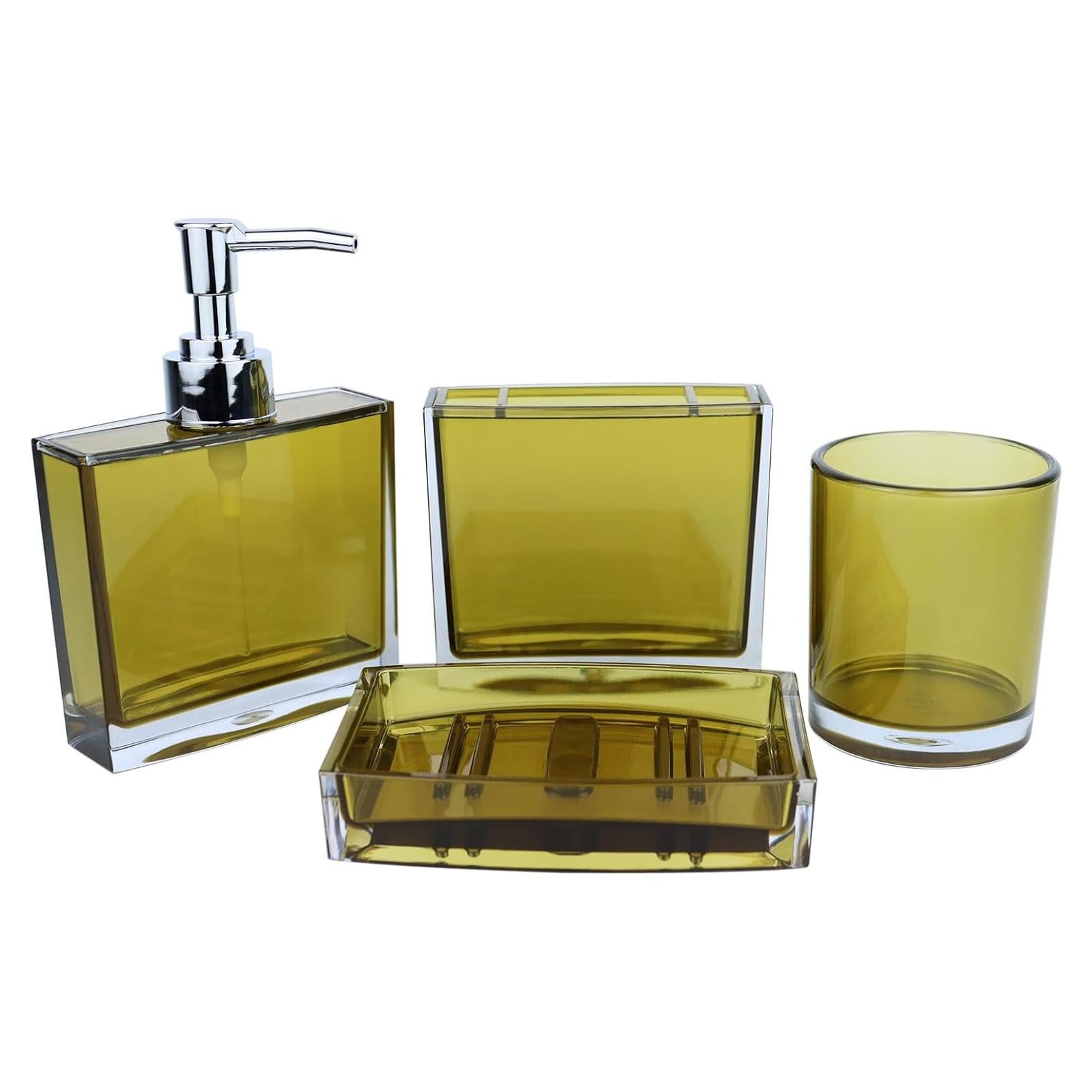 Juego de Accesorios de Baño ZOCOLOR 4 Piezas Acrílico Marrón