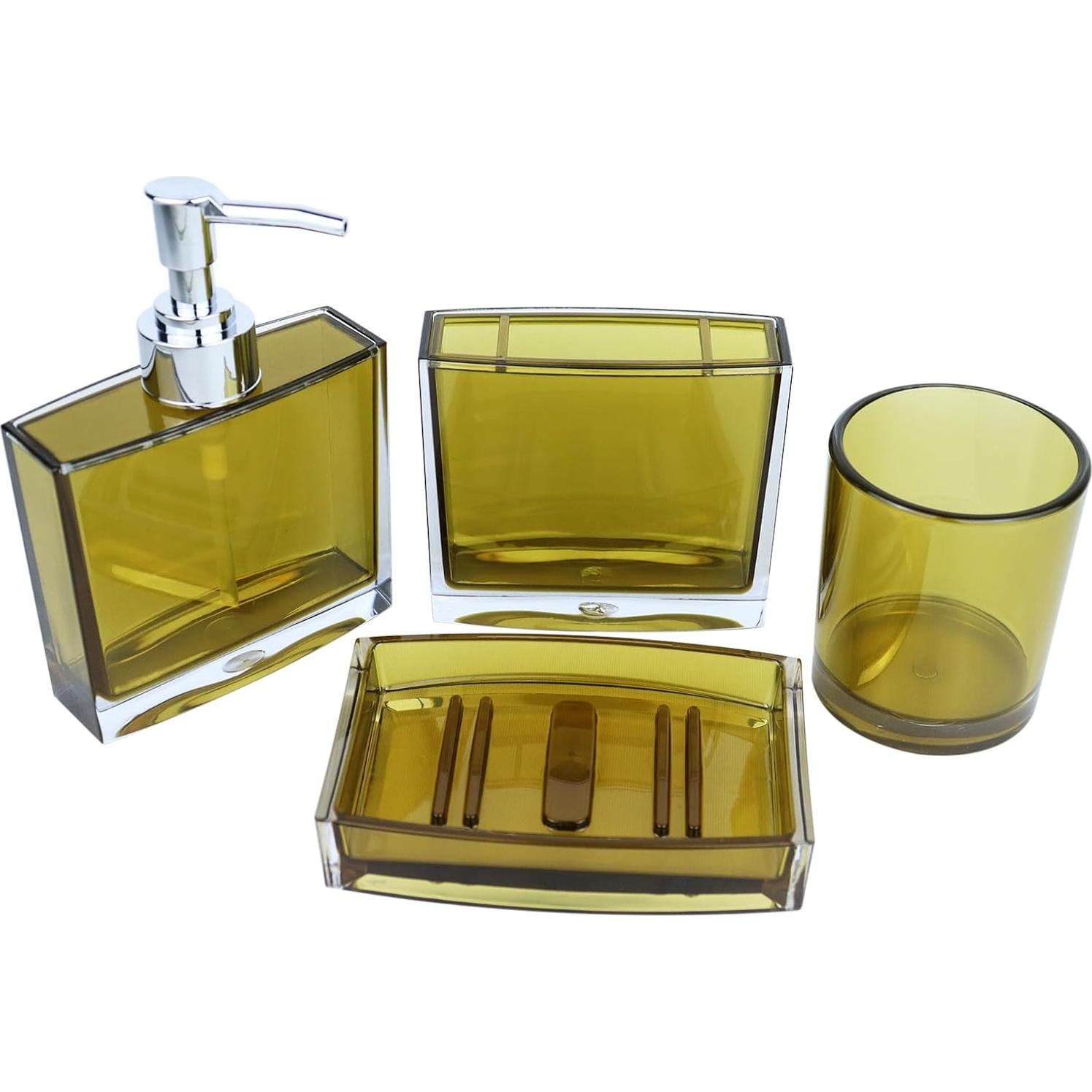 Juego de Accesorios de Baño ZOCOLOR 4 Piezas Acrílico Marrón