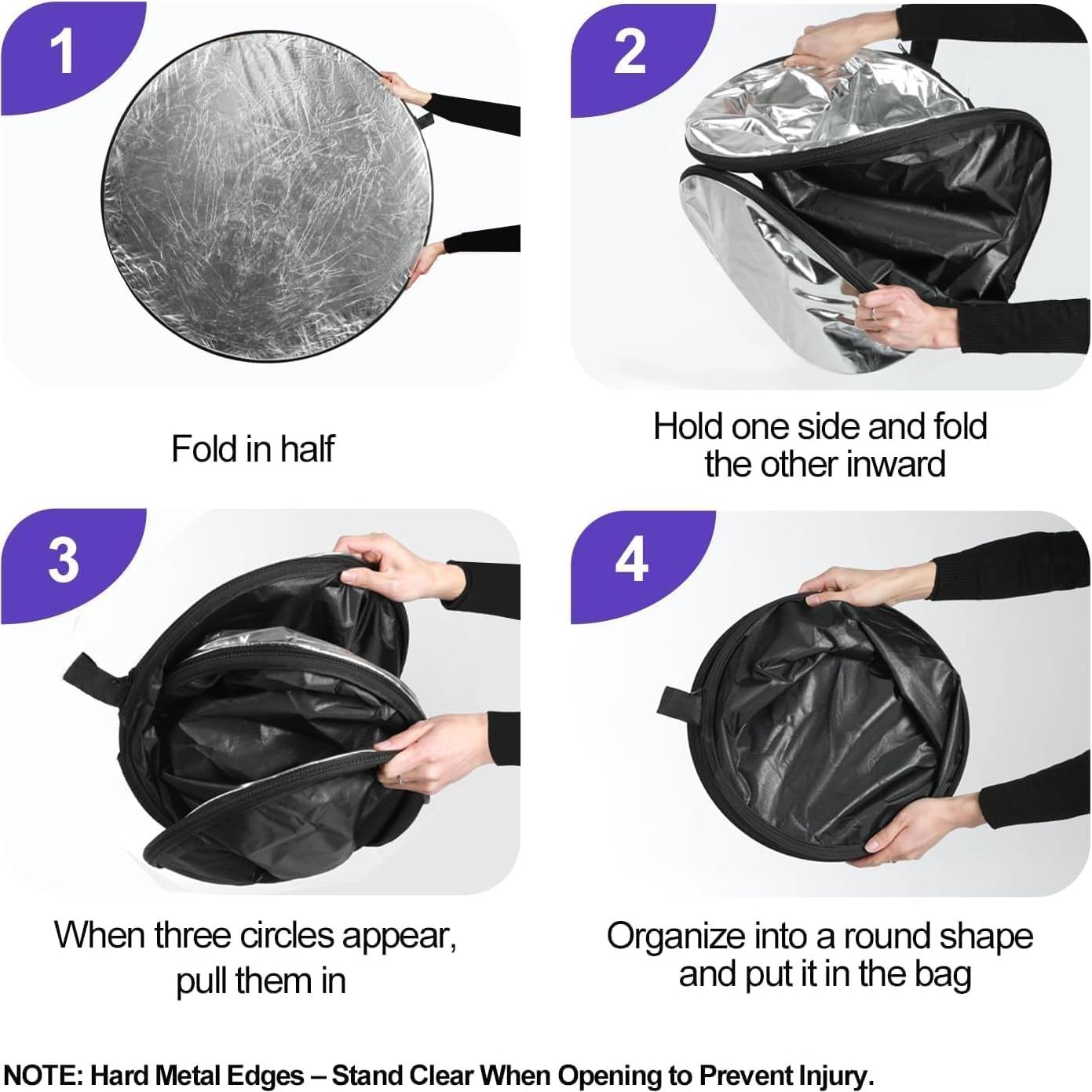 Reflector Fotográfico Plegable 5 en 1 EMART 60cm - Iluminación Profesional