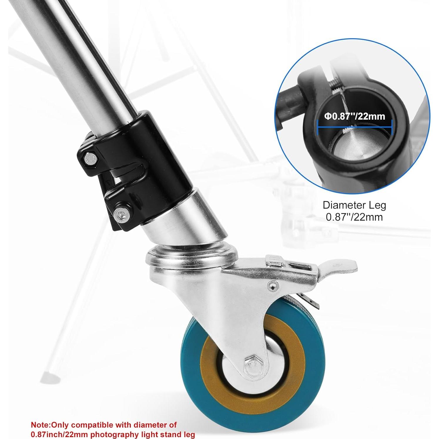 Ruedas Giratorias Selens para Soporte de Luz 22mm Set de 3