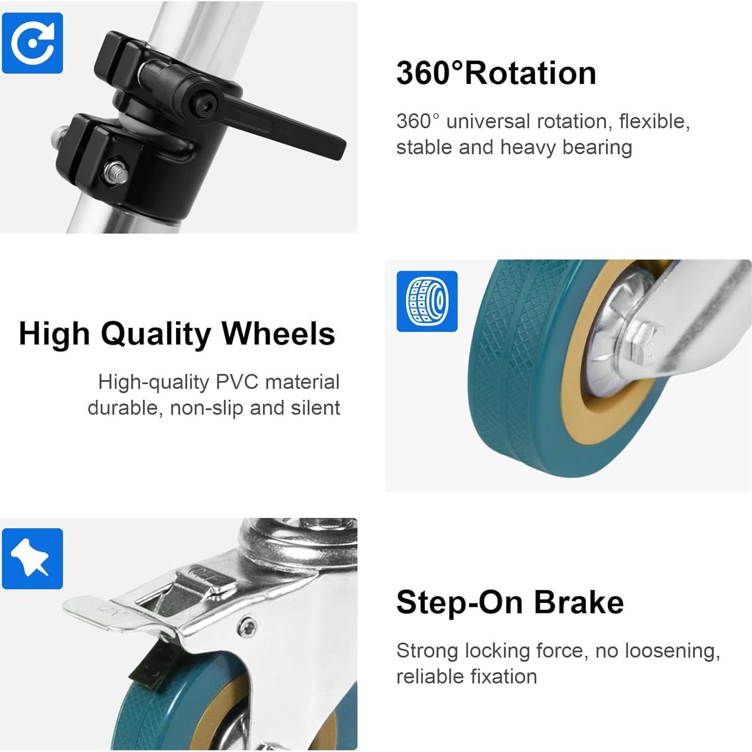 Ruedas Giratorias Selens para Soporte de Luz 22mm Set de 3