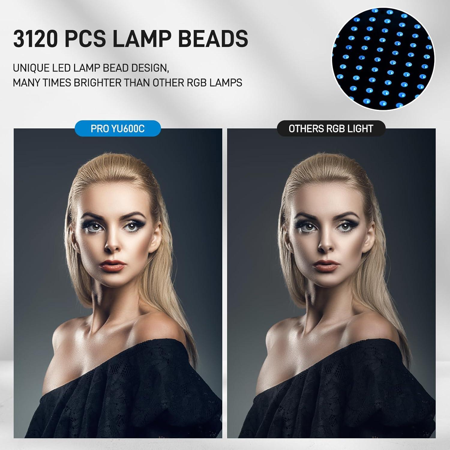 Panel de Luz LED GVM YU600C RGB 600W 49000lux 2000-10000K