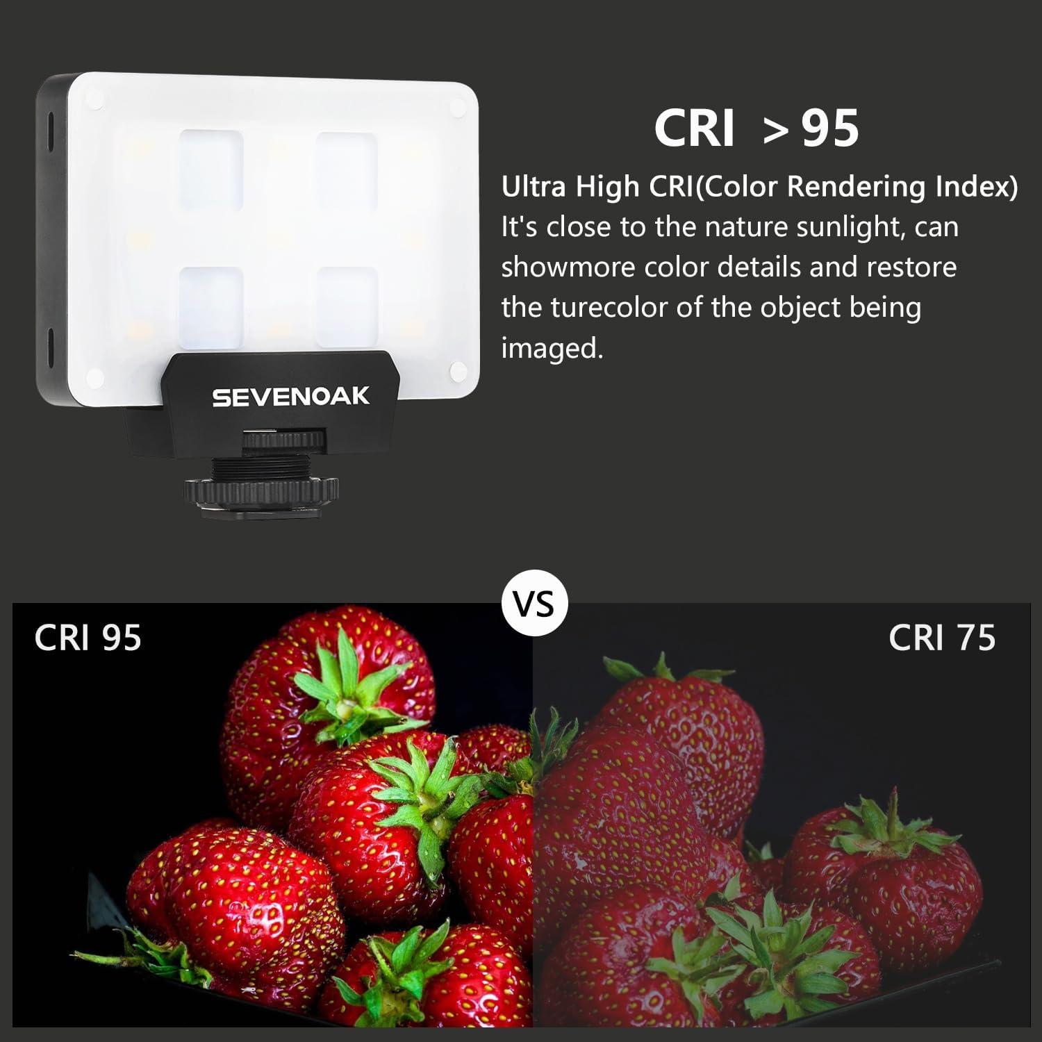 Sevenoak SK-L3 RGB Video Light, Built-in 1800mAh Rechargeable Battery for Professional DSLR Cameras, Photo Video, 9 Lamp LED Camera Light 4 Full Colors, CRI≥95 5500-6000K LED Video Light Panel (Black)