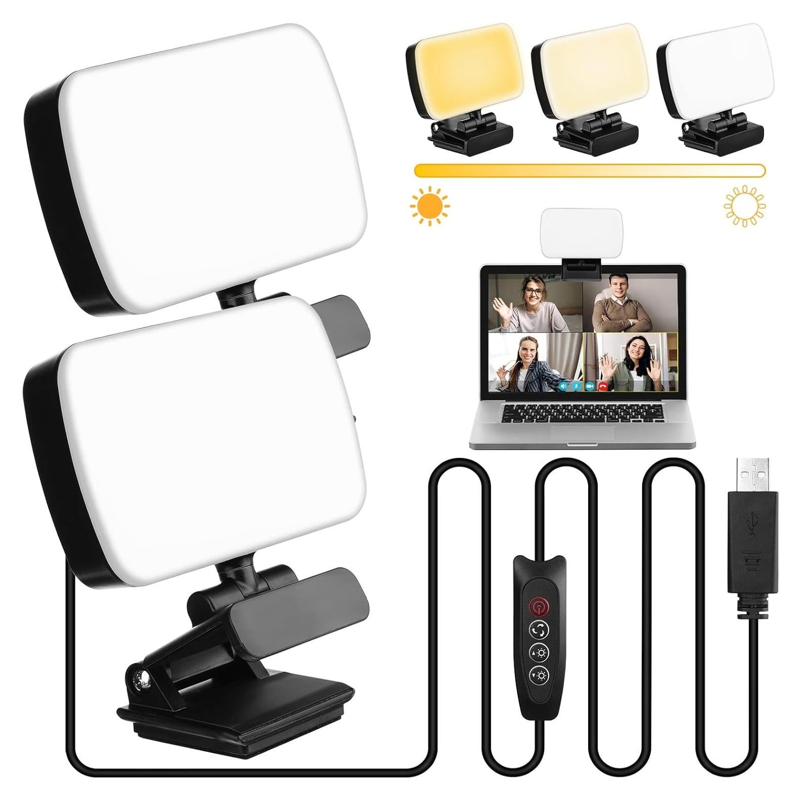 Yahenda Luz para Videoconferencias 2 Piezas 3 Modos USB