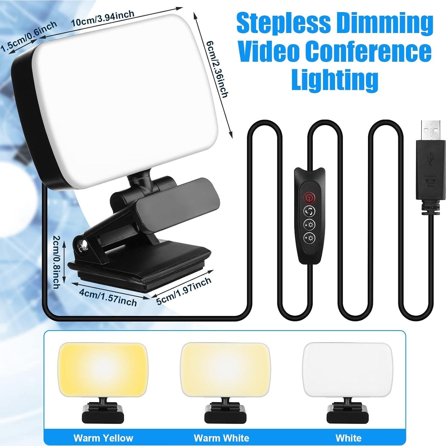 Yahenda Luz para Videoconferencias 2 Piezas 3 Modos USB