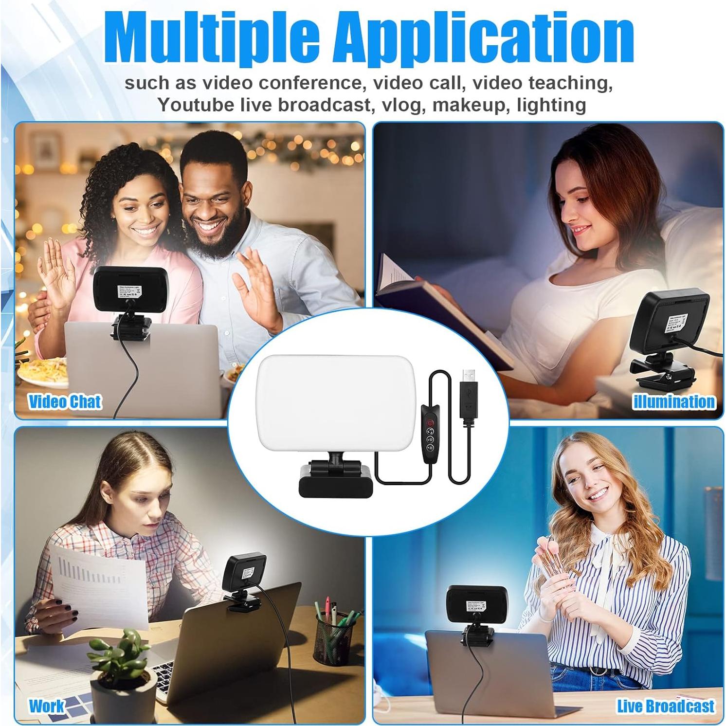 Yahenda Luz para Videoconferencias 2 Piezas 3 Modos USB