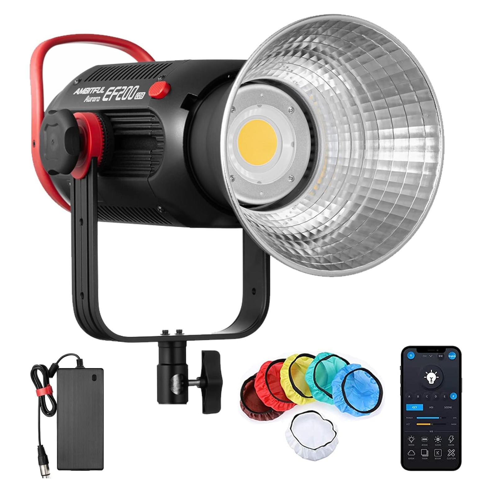 Luz LED Video AMBITFUL EF200 200W 5600K CRI 95+ Modo Silencioso