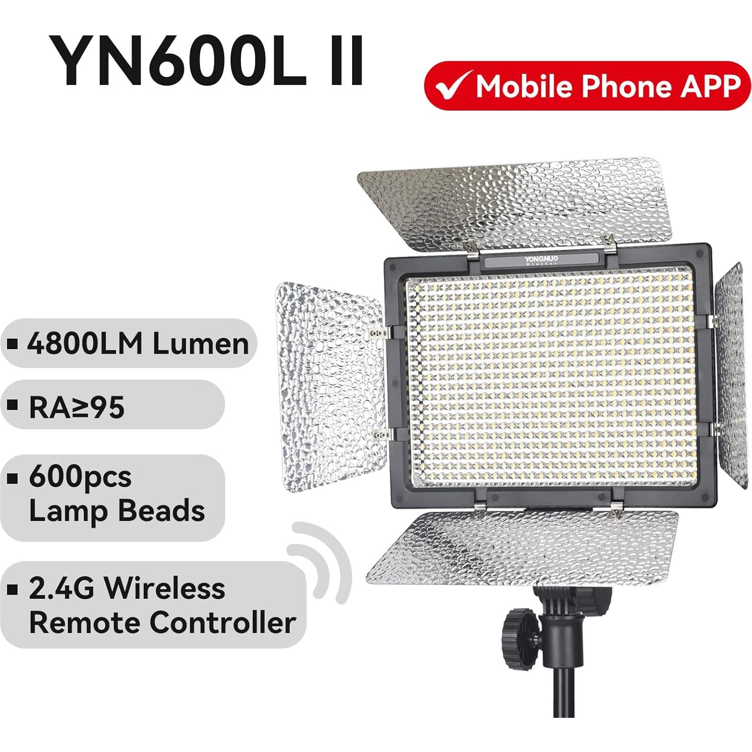 Luz de Video LED YONGNUO YN600L II 5600K Brillo Ajustable
