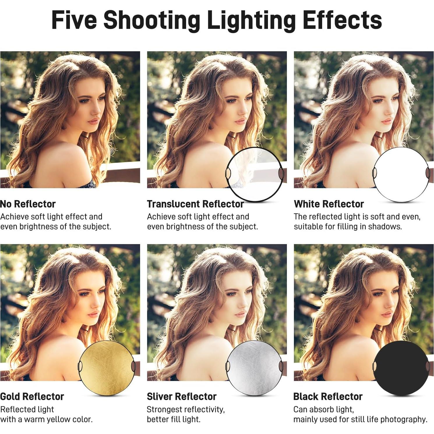 Reflector de Fotografía 5 en 1 GVM 80cm Plegable con Agarre