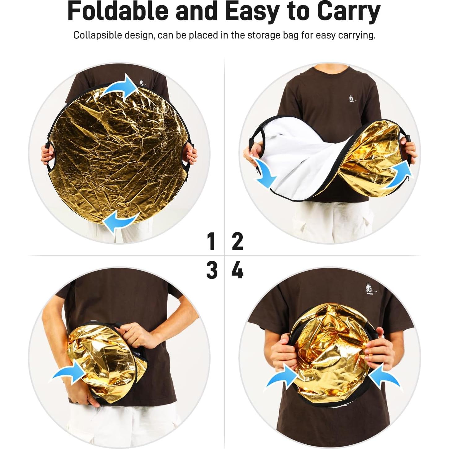 Reflector de Fotografía 5 en 1 GVM 80cm Plegable con Agarre