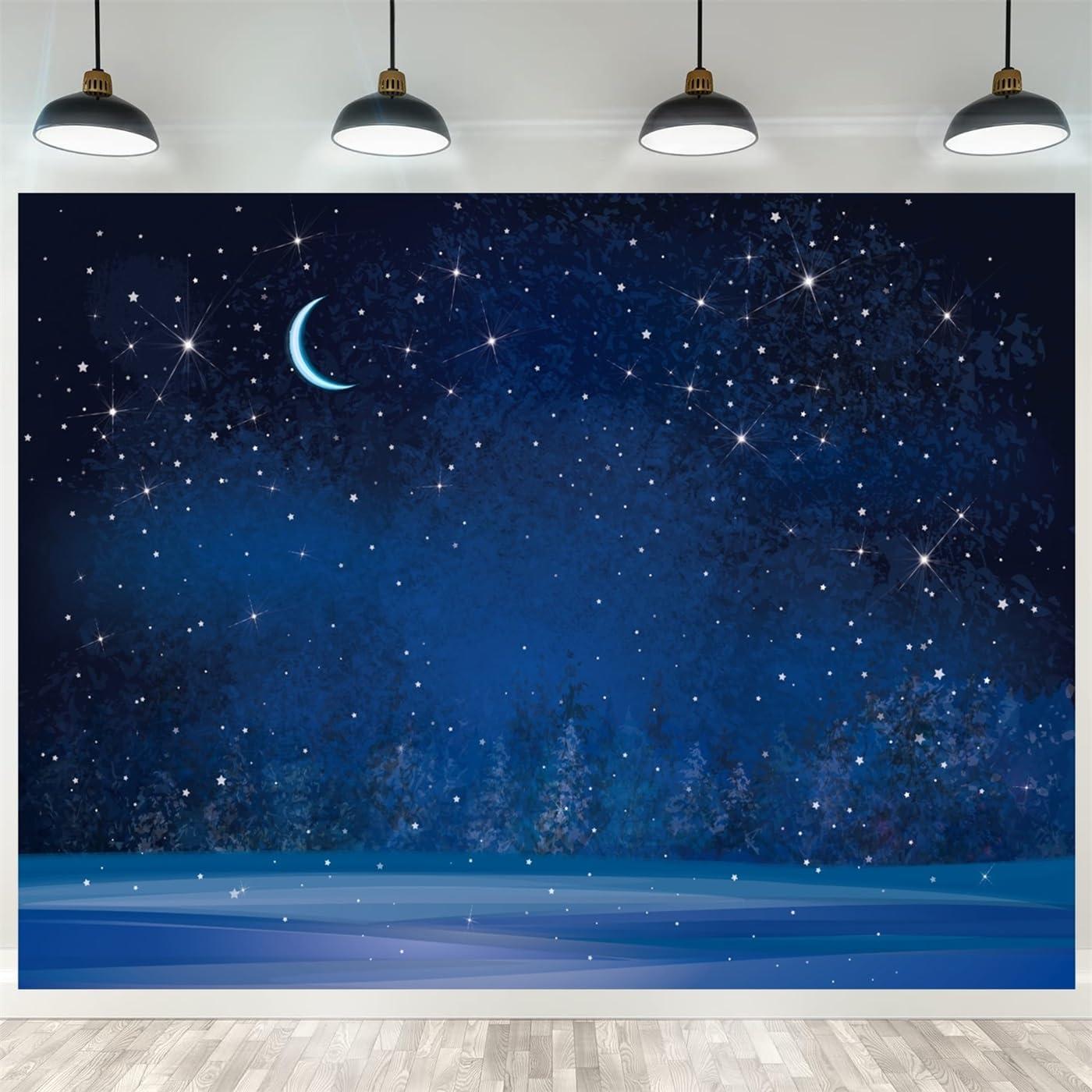 Fondo Fotográfico 3x2.5m Fmarui Noche Estrellada Navidad