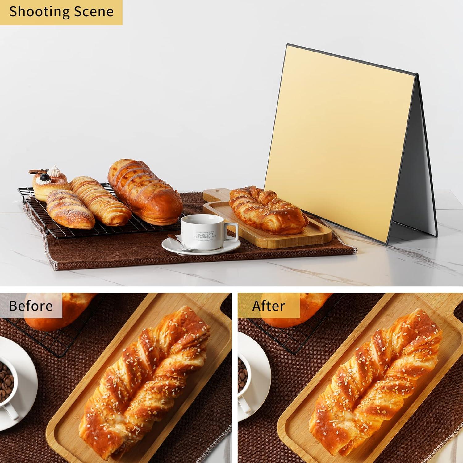 Reflector de Luz Meking 43x30 cm 3-en-1 Plegable Dorado/Negro/Blanco