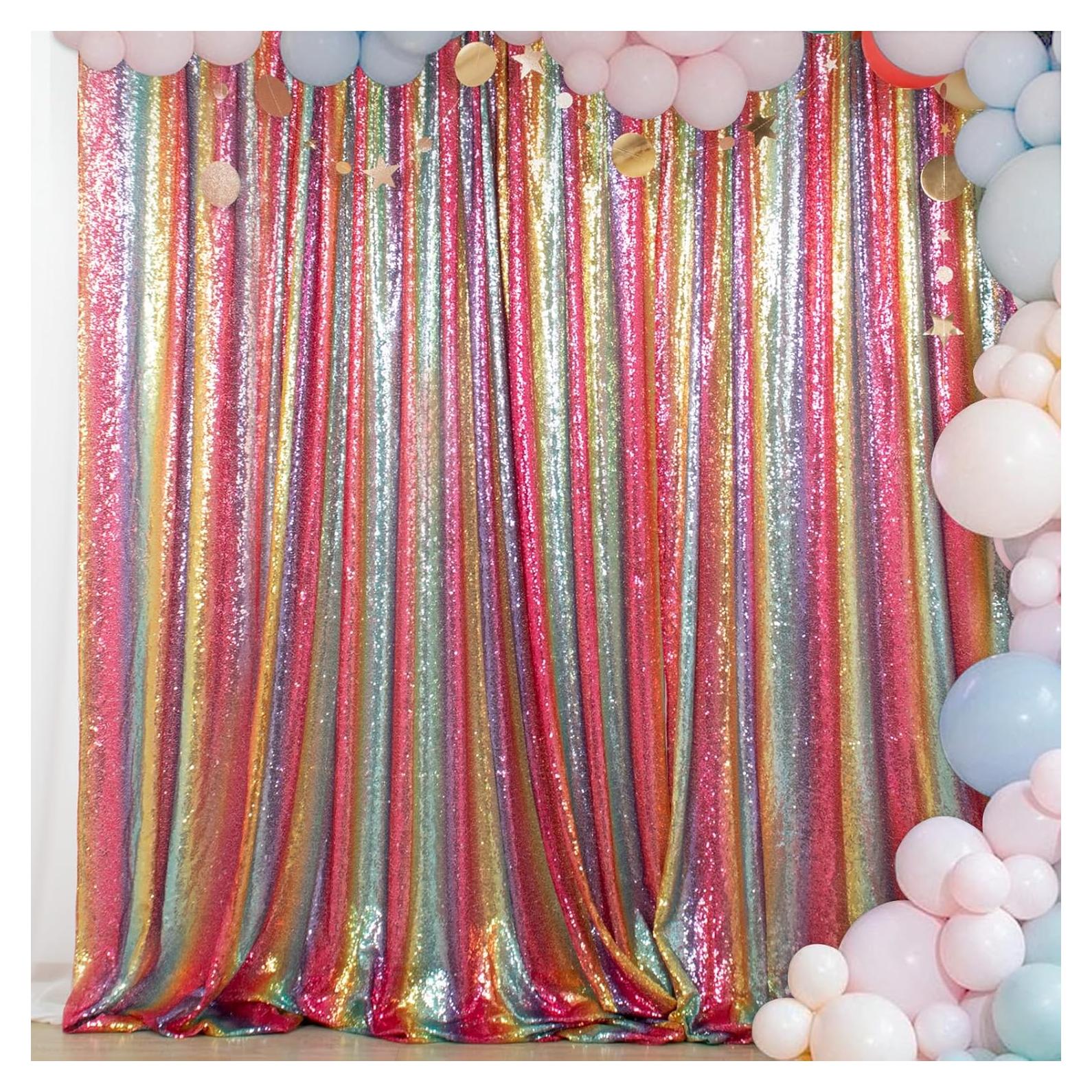 Fondo Brillante Arcoíris 2.13m x 2.13m ShinyBeauty para Fiestas