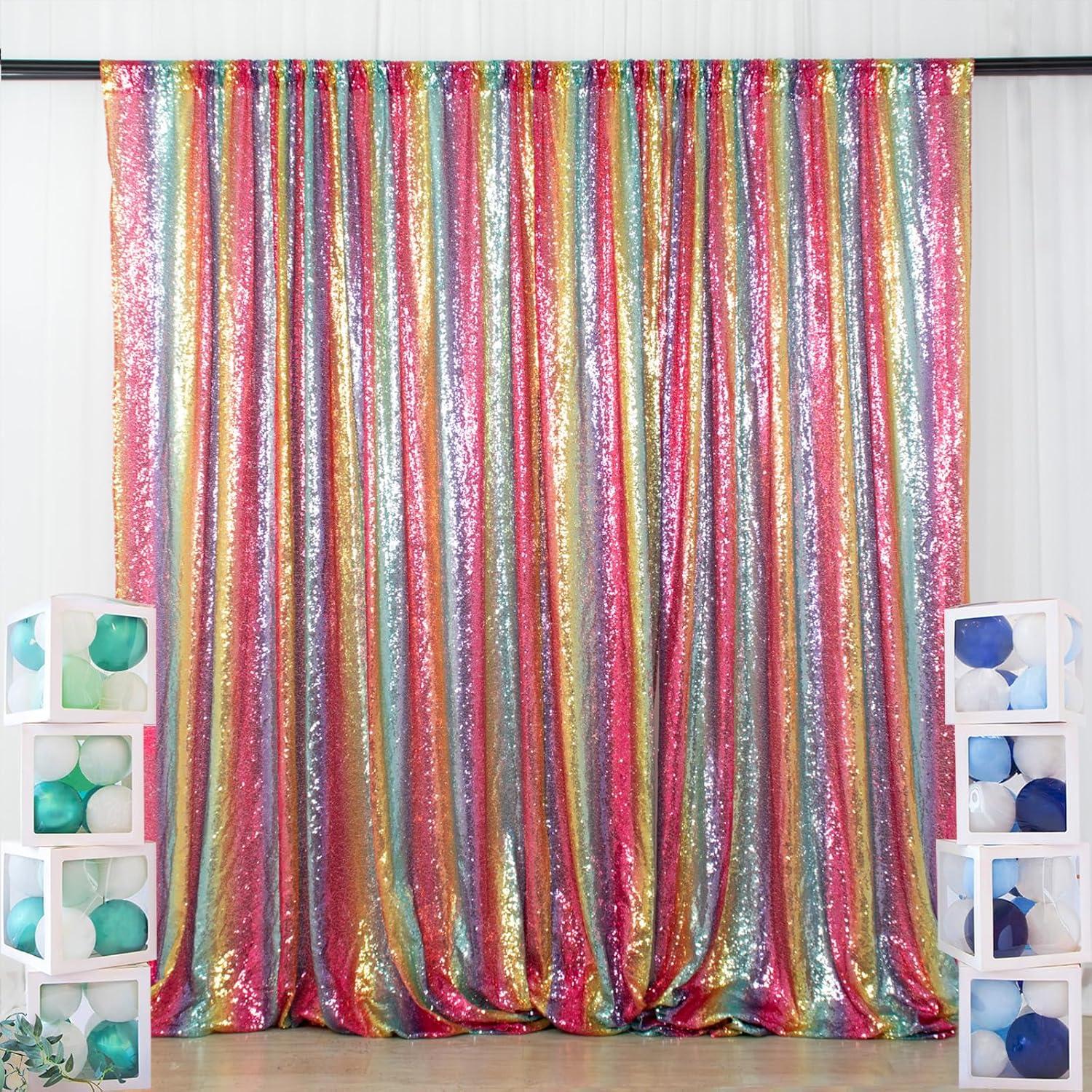 Fondo Brillante Arcoíris 2.13m x 2.13m ShinyBeauty para Fiestas