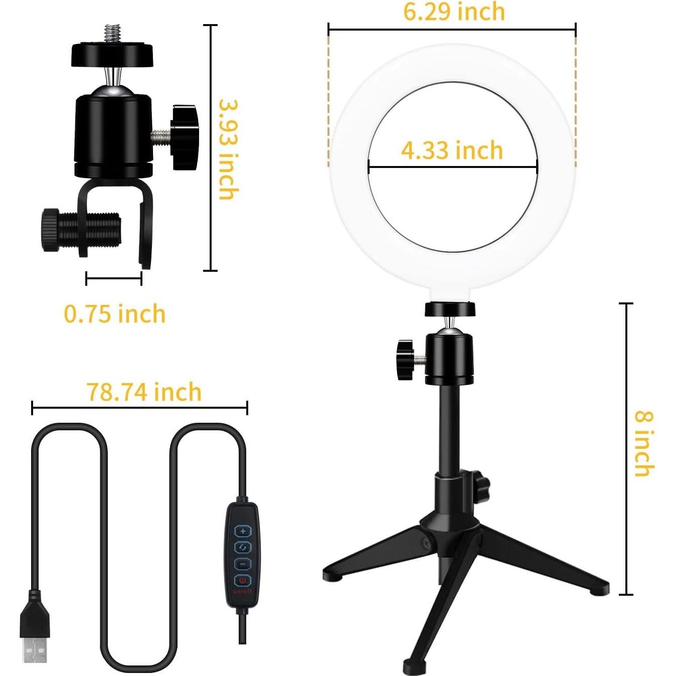 Luz de Anillo LED 15.24 cm MEZHER para Videoconferencias