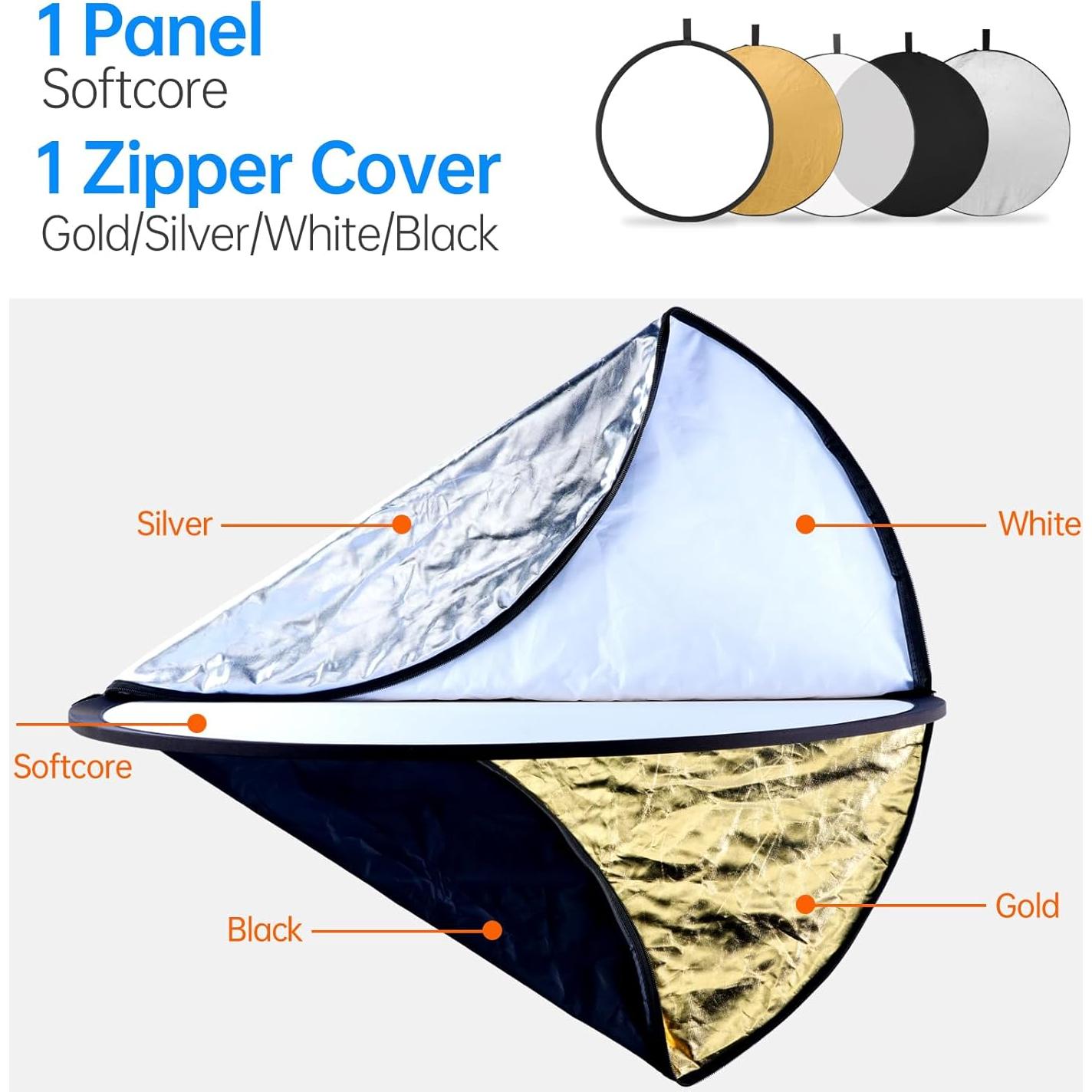 Reflector Plegable 5-en-1 JINBEI 80cm para Fotografía